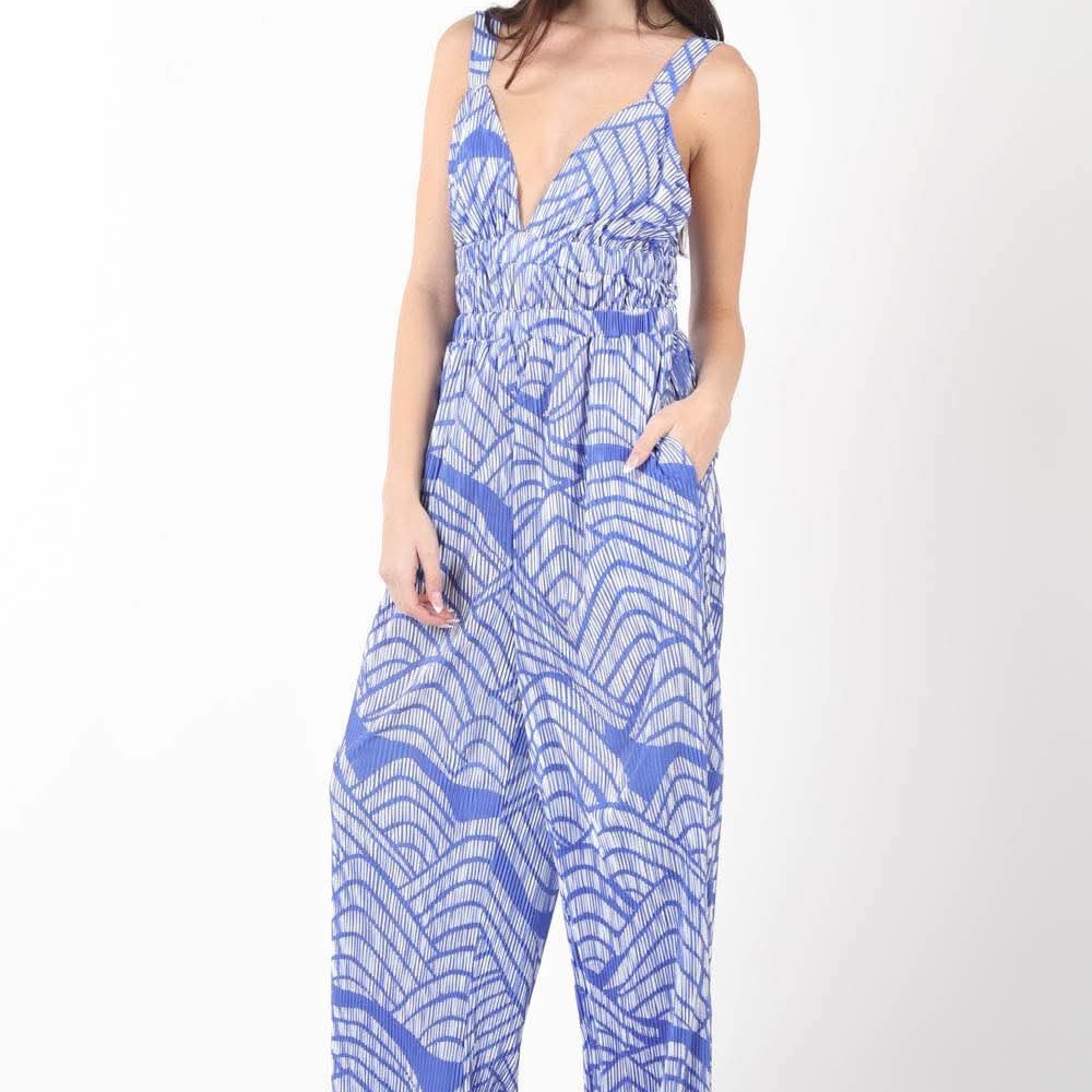 Stylish Blue Patterned Jumpsuit